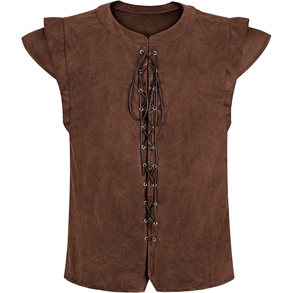Ethnic Clothing & Online Fashion Store Khaadi Pk - ルネサンス風バイキング海賊風スエードTシャツ、ハロウィーン用ベルベット素材の背中が開いたベスト、女性用エスニックコスチューム、舞台パフォーマンス用衣装。