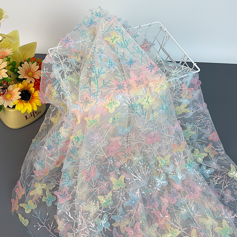 90x130cm グラデーションバタフライスパンコールチュー - Ethnic Clothing & Online Fashion Store Khaadi Pk のレビューと価格