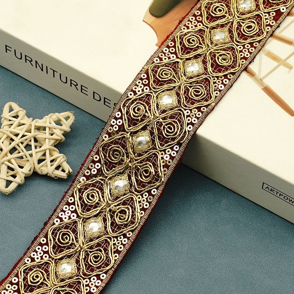 幅4.5cmの刺繍入りレースウェビング、10ヤード、手作りエ - Ethnic Clothing & Online Fashion Store Khaadi Pk のレビューと価格