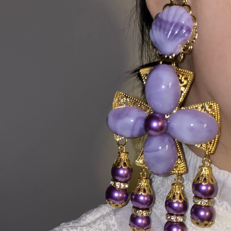 ビッグブランドの誇張された気質、高級感、壮大な紫の花のクロス - Ethnic Fashion Brands のレビューと価格